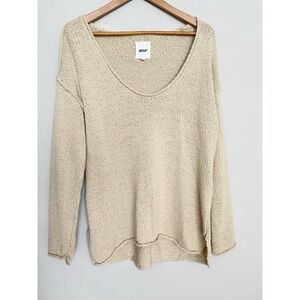 Aerie Oversized Knit Pullover Womens XS Oatmeal Coastal Vintage Ocean Beachy